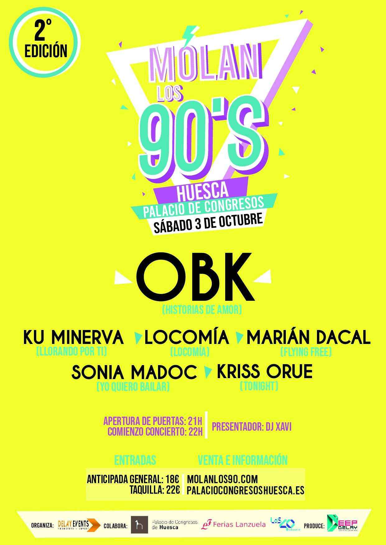 Acceso gratuito para sanitarios de Huesca al concierto "MOLAN LOS 90"