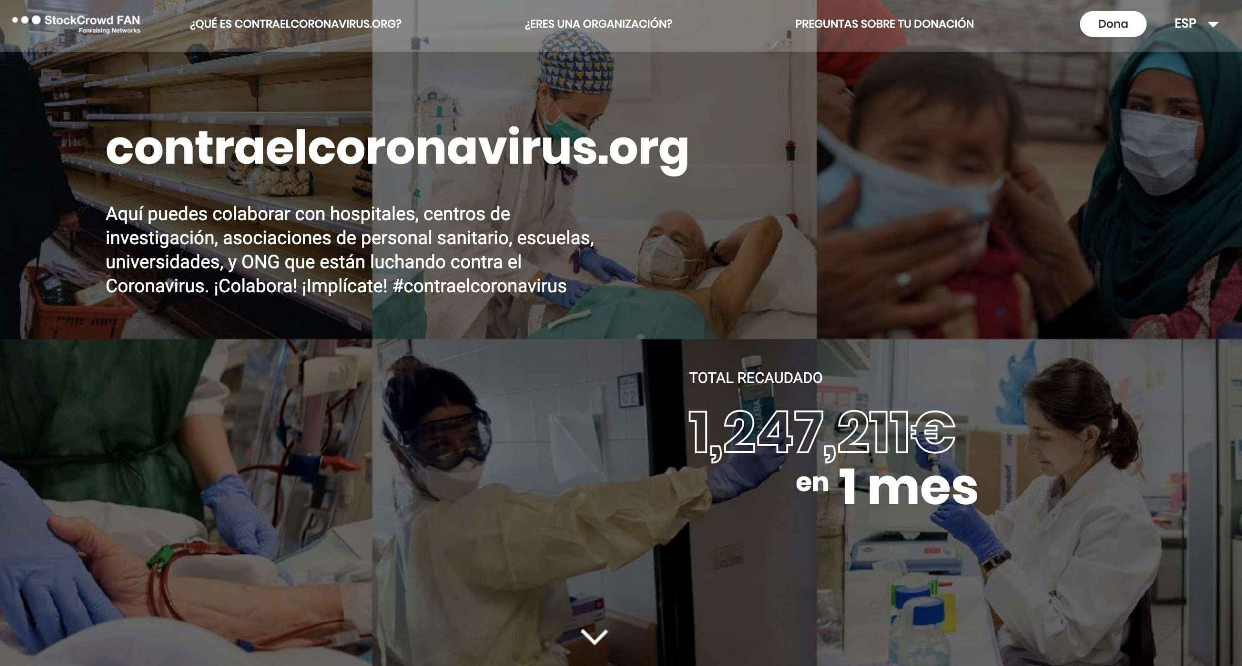 Contraelcoronavirus.org recauda más de 1,2 millones de euros contra el COVID-19