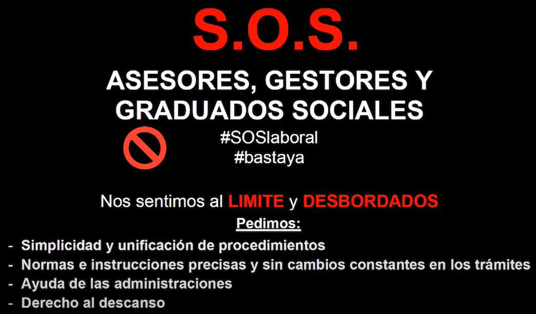 El movimiento ‘S.O.S Basta Ya Laboral’ suma fuerzas ante los excesos de trabajo de las asesorías