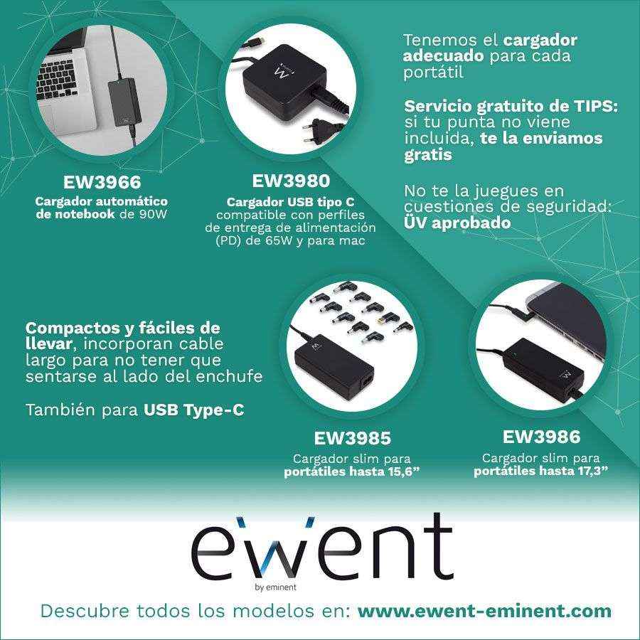 Ewent ofrece consejos para saber elegir el mejor cargador para un ordenador portátil