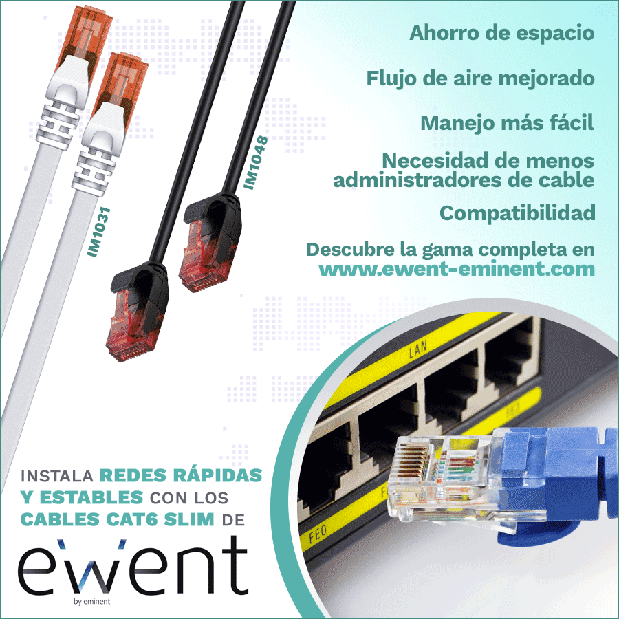 Ewent destaca las ventajas de los cables de red CAT6 SLIM