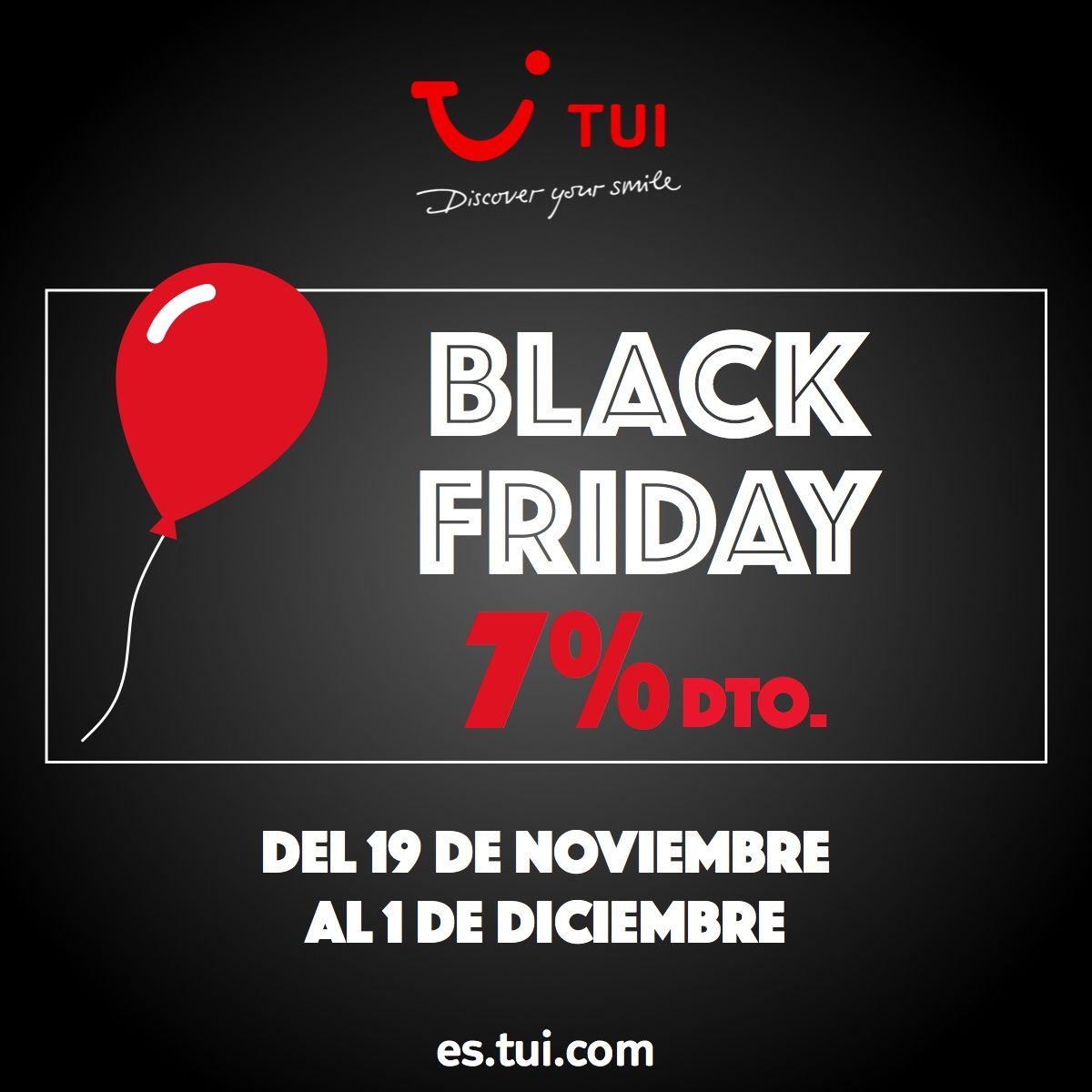 TUI celebra Black Friday con un descuento del 7% en toda la programación