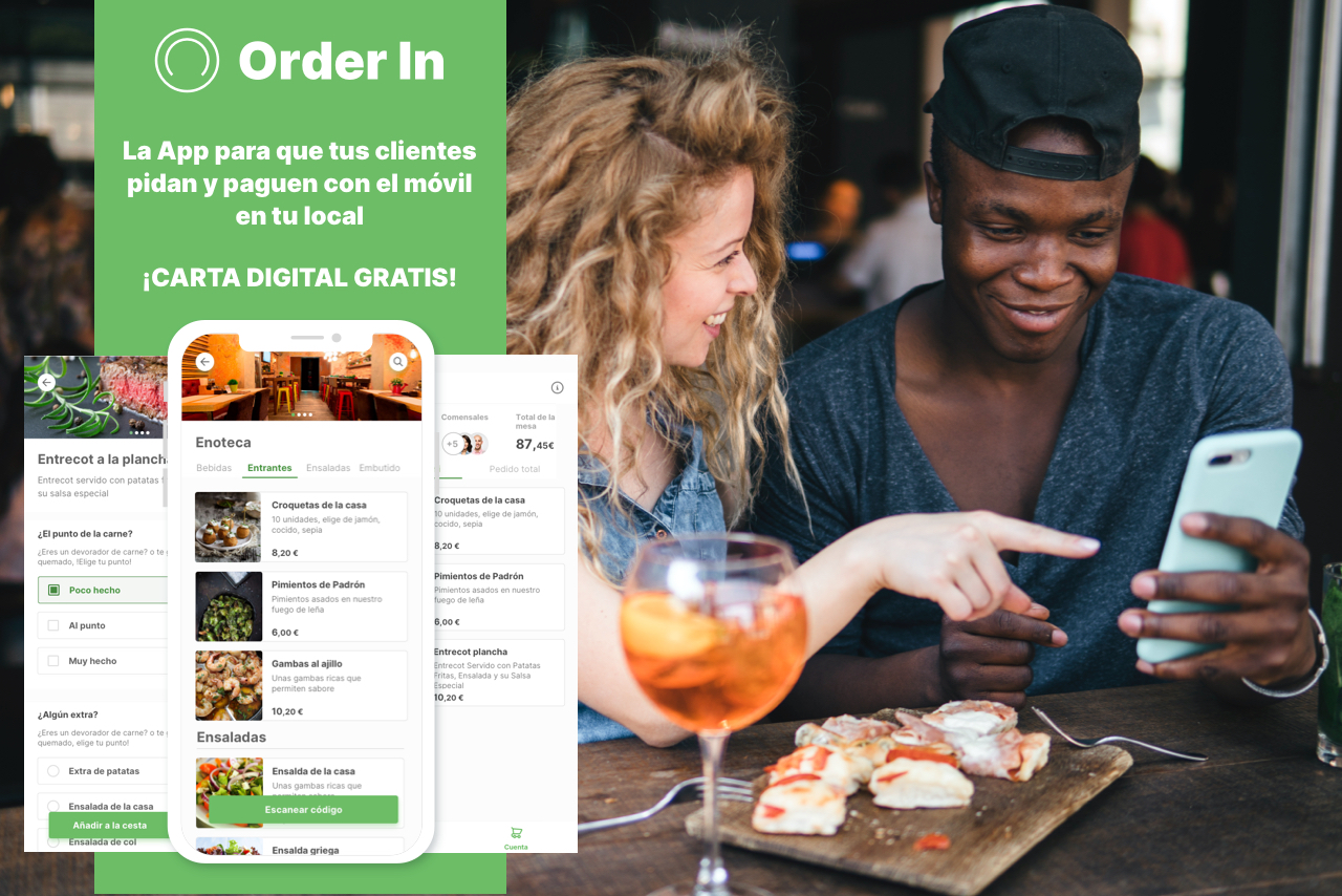 Order In: Carta digital QR gratuita con la opción de pedir y pagar por el teléfono móvil para ampliar el ticket medio de los restaurantes