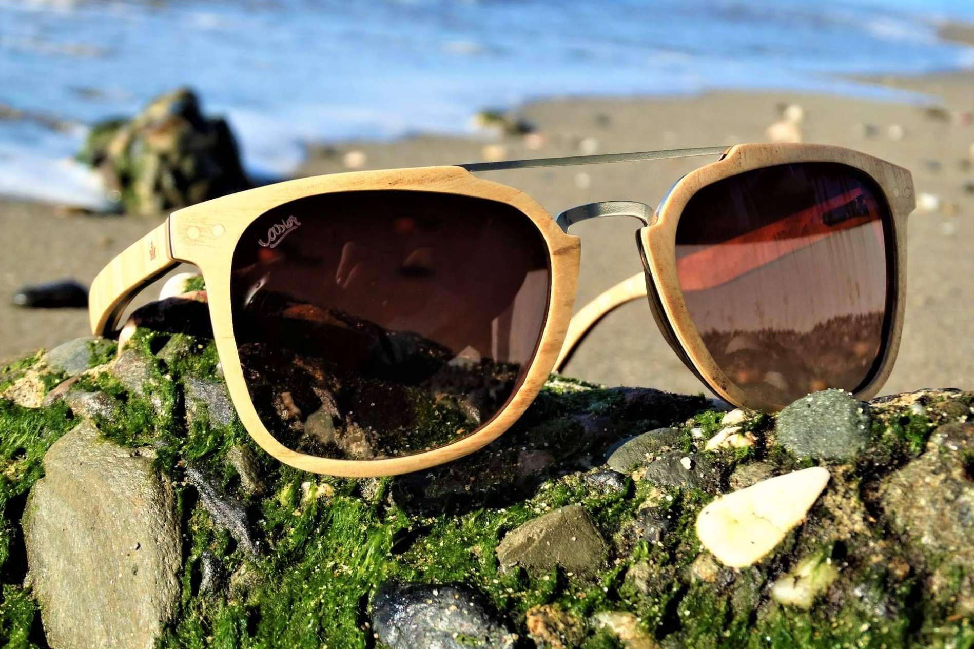 Las gafas de madera de zebrano y de olivo