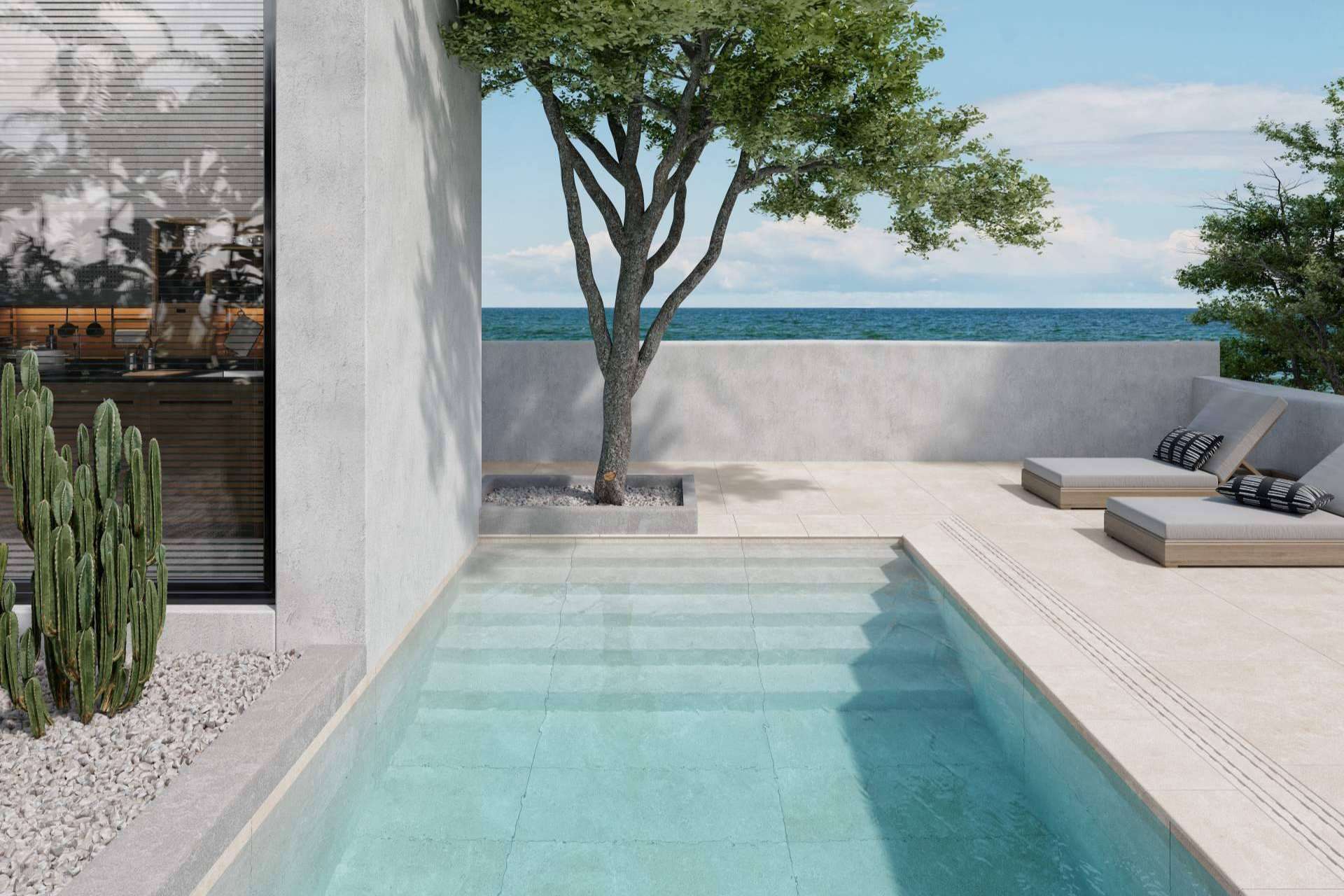 Escoger gres porcelánico para la piscina, con Interazulejo
