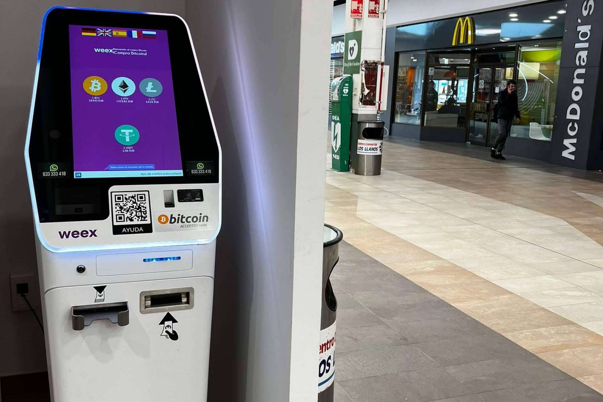 La compañía española de cajeros de bitcoin Weex, ha expandido su presencia a los centros comerciales Alcampo