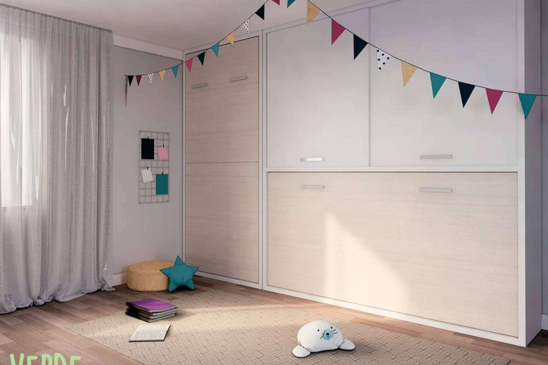 Camas abatibles de Verde Limón Muebles para habitaciones juveniles con poco espacio