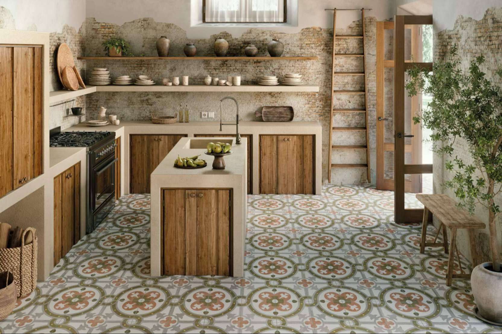 Todas las ventajas de instalar suelos imitación hidráulico en la cocina