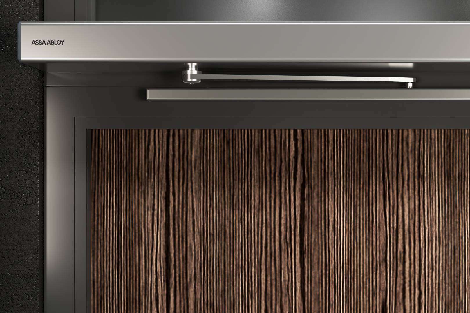 El mecanismo batiente automático SW300-S de ASSA ABLOY combina eficiencia y sostenibilidad