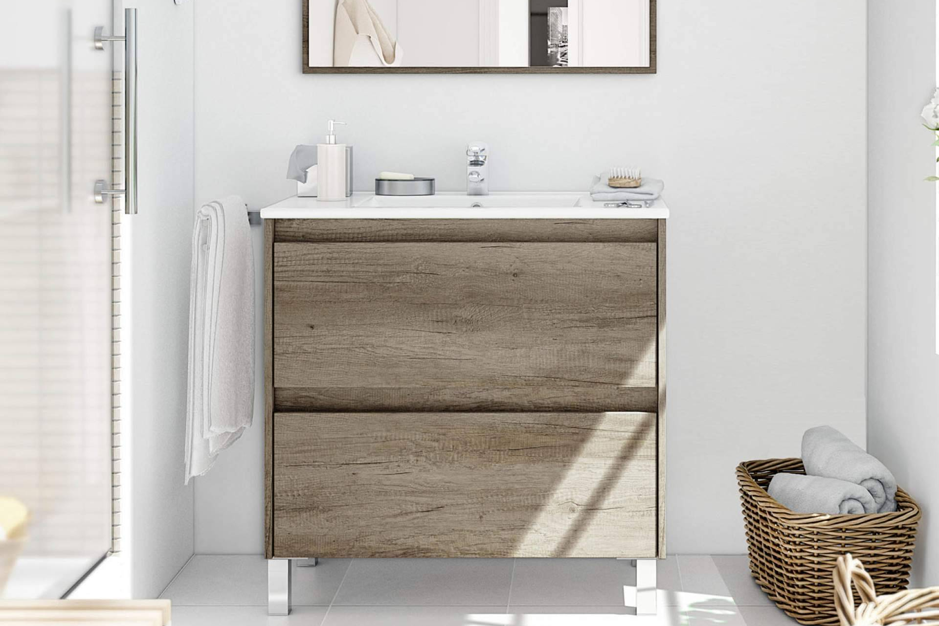 Descuentos finales en muebles de baño con lavabo y espejo incluidos en Top Mueble