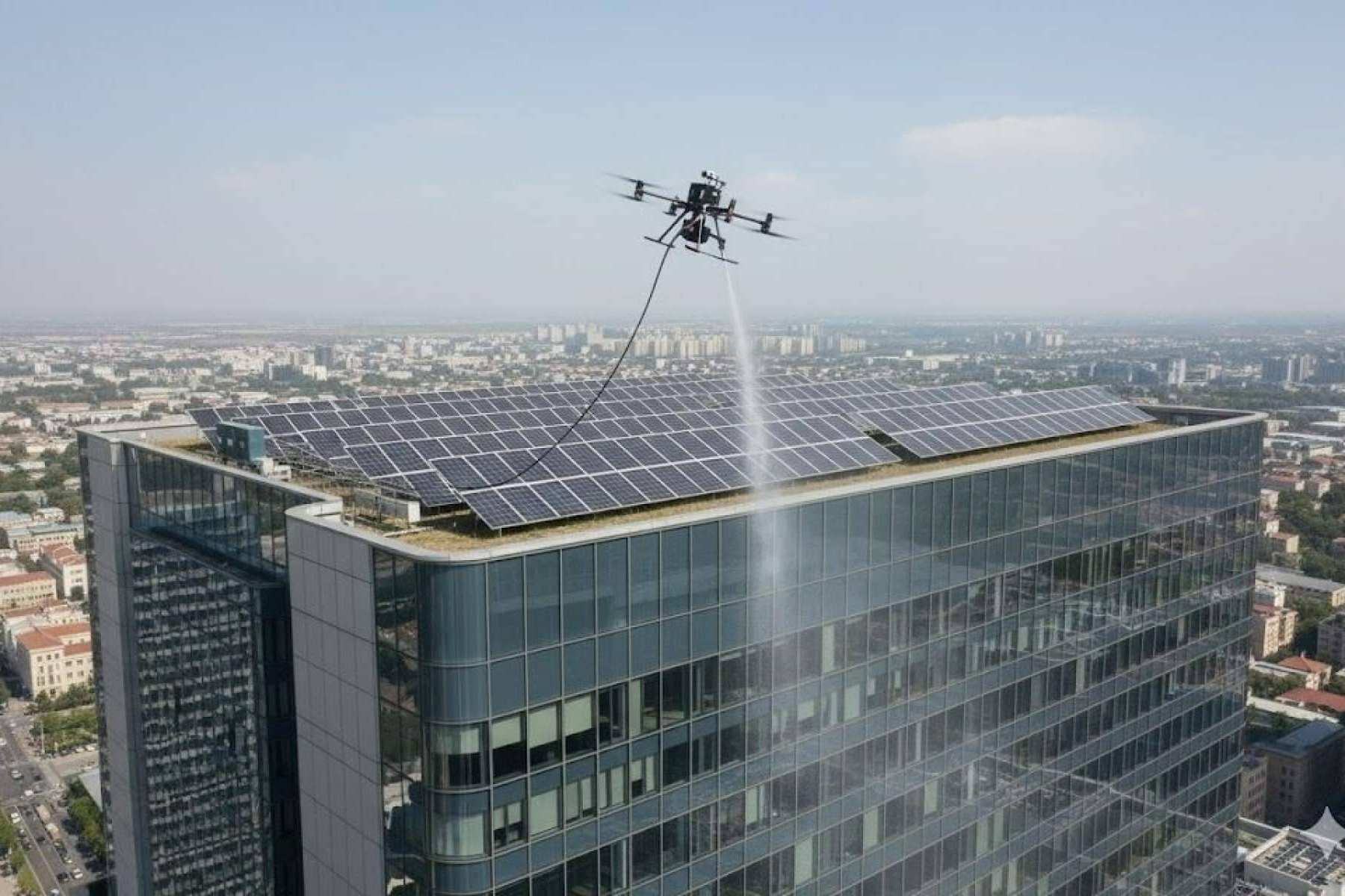 La limpieza con drones permite mantener cristales y fachadas impecables sin trabajos en altura